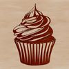 Stylized Sweet Treat Graphic A vector graphic design featuring a stylized dessert with frosting and sprinkles.