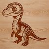Prehistoric Plaything A stylized illustration of a baby dinosaur in prehistoric landscape.