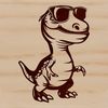 SVG graphics of a small, stylized dinosaur with a bold outline.