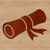 A digital illustration of a traditional graduation scroll with raised lines and ornate details.
