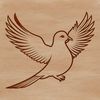 A vector illustration of a pure white dove in flight, representing faith and innocence.