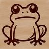 Colorful Cartoon Frog Design A simple line drawing of a cute cartoon frog in various colors.