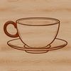 Illustrated Teacup with Saucer in Vector Format A single-handled ceramic teacup with a saucer, illustrated in vector format.
