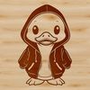 A simple vector illustration of a duck wearing a hoody.
