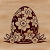 Whimsical Easter Egg Graphic A hand-drawn vector illustration of a colorful Easter egg surrounded by spring flowers.