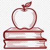 Stylized Apple Book Illustration An educational resource with a stylized apple book illustration, suitable for teachers and students.