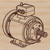 Vector illustration of a motor engine with moving parts in a technical design.