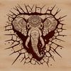 An illustration of an elephant's head with a bold, expressive design.