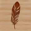 An SVG graphic representation of a single feather with clean lines and simple design elements.