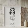 A digital illustration of a young girl in a simple design, suitable for vector graphics.