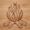 Outdoor Adventure SVG A stylized illustration of a campfire with flames and embers, suitable for outdoor and camping themes.