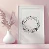 Free Vector Wreath Template for Cutters A floral wreath design created with vector art, suitable for cutting machines like Cricut or laser cutters.