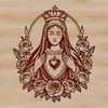 A vector design representation of the Immaculate Heart in a traditional religious style.