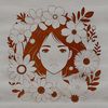 Female Figure Clip Art Design A digital illustration of a female figure in a floral patterned dress, suitable for various graphic designs.