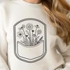 Floral Pocket Design SVG A digital flower pattern in the shape of a pocket, created as a scalable vector graphic (SVG) image.