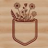 Beautiful Floral Pocket SVG A digital illustration of a flower-shaped pocket with intricate details, suitable for crafting and design projects.