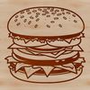 Free Hamburger Illustration A classic burger design made up of patty, lettuce, cheese, tomato, and bun.