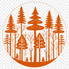 Dense Forest Landscape A detailed illustration of a dense forest with tall trees and foliage.