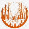 Tree Tops and Leaves Illustration A high-quality SVG graphic featuring a dense forest scene with various tree species and natural elements.