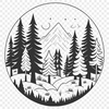 Vector Forest Illustration Free Download A dense forest with trees in various stages of growth, suitable for vector art and clipart.
