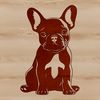 Stylized Dog Sitting Silhouette A stylized illustration of a seated French Bulldog with distinctive features.