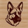 A high-quality illustration of a German Shepherd dog's head, suitable for vector design and commercial or personal use.