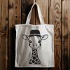 Giraffe Silhouette with Unique Headgear An illustration of a giraffe in profile with a distinctive hat.