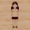A digital illustration of a young female figure in various colors and designs.