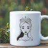 Royal Beauty SVG Image A young female princess in a traditional gown with a crown on her head.