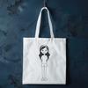 Free SVG Female Figure Graphic An illustration of a young female figure made up of simple shapes and lines.