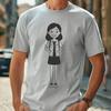Friendly Girl Vector Graphic A young girl in casual clothing with a friendly expression, created as a vector graphic for easy editing and customization.