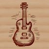 Detailed SVG Guitar Design for Cutting Machines A detailed illustration of an acoustic guitar with various features highlighted.