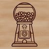 Colorful Retro-Style Gumball Machine Graphic A retro-style gumball machine illustration featuring colorful buttons and a transparent glass container.