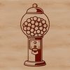 A digital illustration of a classic gumball machine with colorful details.