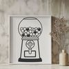 Colorful Vector Design of a Gumball Dispenser A 2D illustration of a gumball machine with colorful details and sleek design.