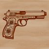 A detailed digital design of a pistol with clean lines and precise details.