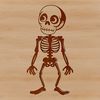 Free Skeleton Silhouette for Design A 2D illustration of a standing human skeleton for design and crafting purposes.