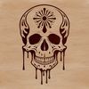 Spooky Skull Art with Intricate Details A gothic-inspired illustration of a skull with dripping details.