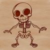Illustrated Skeleton Figure A detailed illustration of a standing skeleton with human body features.