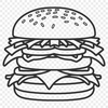 Delicious Burger Clip Art SVG Image A detailed illustration of a classic cheeseburger with melted cheese on top, suitable for vector design projects.