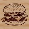 A stylized illustration of a classic cheeseburger, ideal for crafting and cutting with a machine.