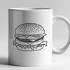 Classic Cheeseburger Icon A simple outline illustration of a classic cheeseburger with a toasted bun and melted cheese.