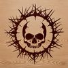 Halloween Skull Design with Thorns A stylized skull design with thorns, suitable for Halloween and horror-themed projects.