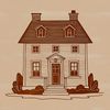 A simple 2D representation of a residential building, ideal for graphic design projects.