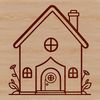 A vector illustration of a classic suburban home with a simple roofline and porch.