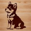 Friendly Siberian Husky Portrait A sitting Siberian Husky dog breed with thick fur and a friendly expression.