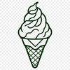 A vector illustration of a colorful scoop of ice cream with a cone on the side.