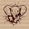 A detailed vector graphic of an elephant's head and body, suitable for various design applications.