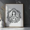 Beautiful SVG Heart Clip Art Design A stylized illustration of the Immaculate Heart with floral elements, suitable for various designs and crafts.