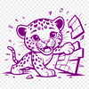 A detailed illustration of a jaguar breaking through a wall.